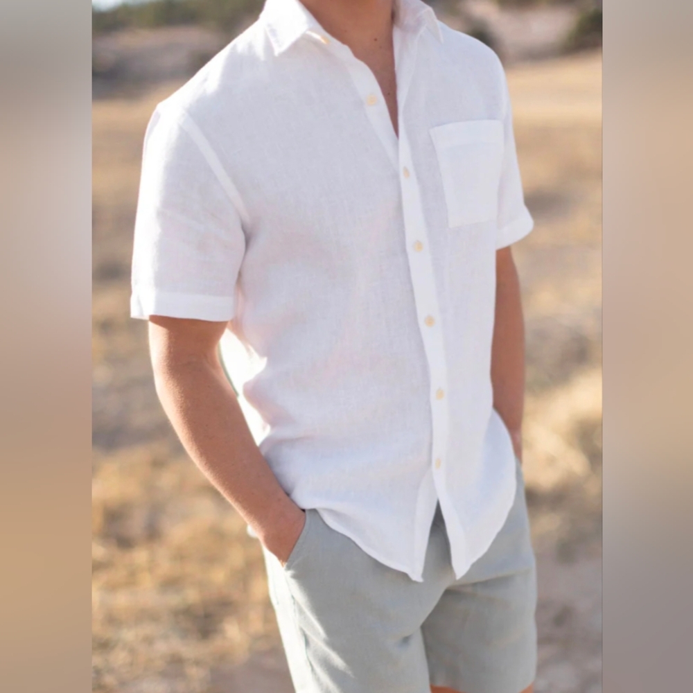 Alex Crane • Ola Button Down Shirt in Snow , medium
